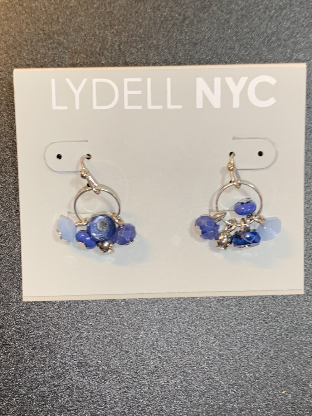 Blue Bead Hoop Drop Earrings